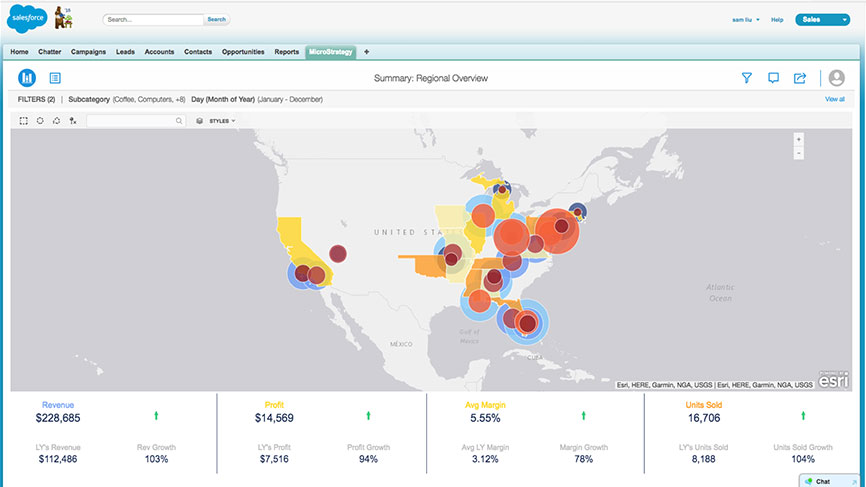 screenshot of MicroStrategy Embedded Analytics